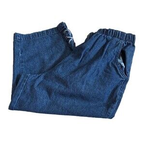 BonWorth Capri Women Denim Pull On Pockets 100% Cotton Medium Petite Laced Hems